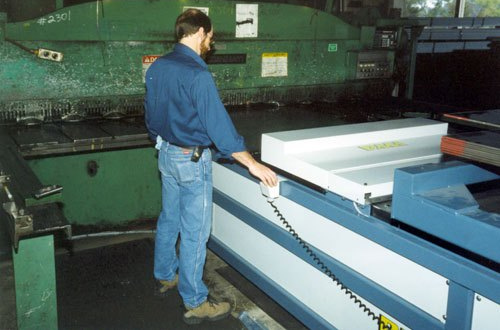 Sheets are fed into the shear with +/-0.005” tolerance