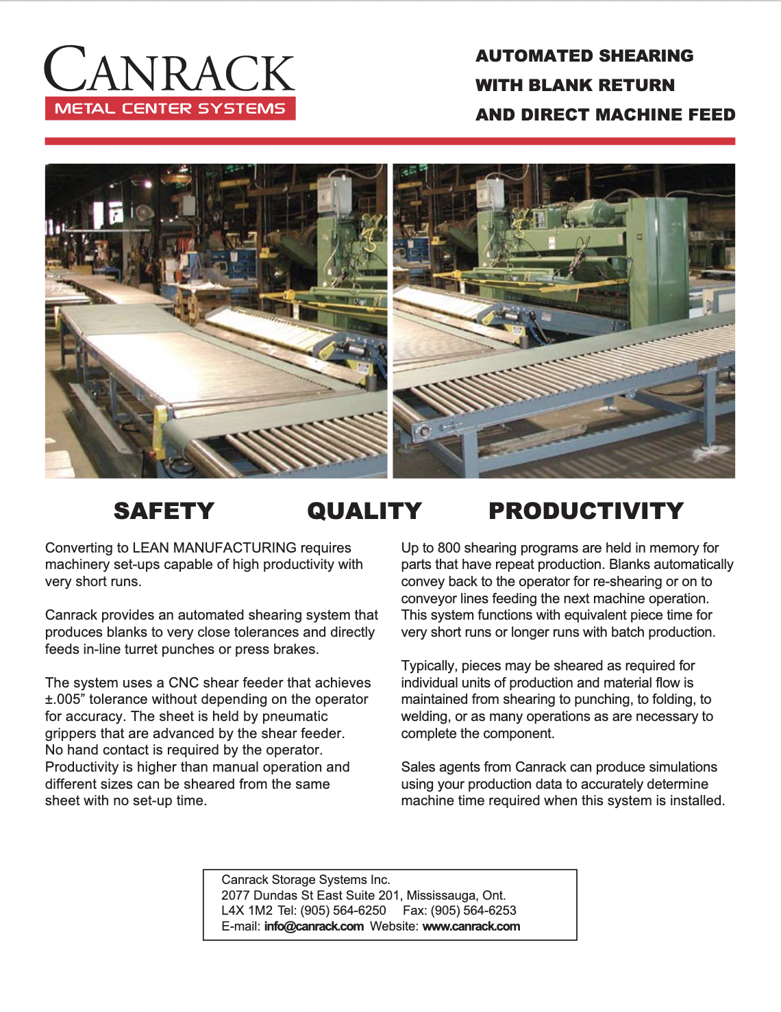 Automated Shearing with Blank Return and Direct Machine Feed Info Sheet