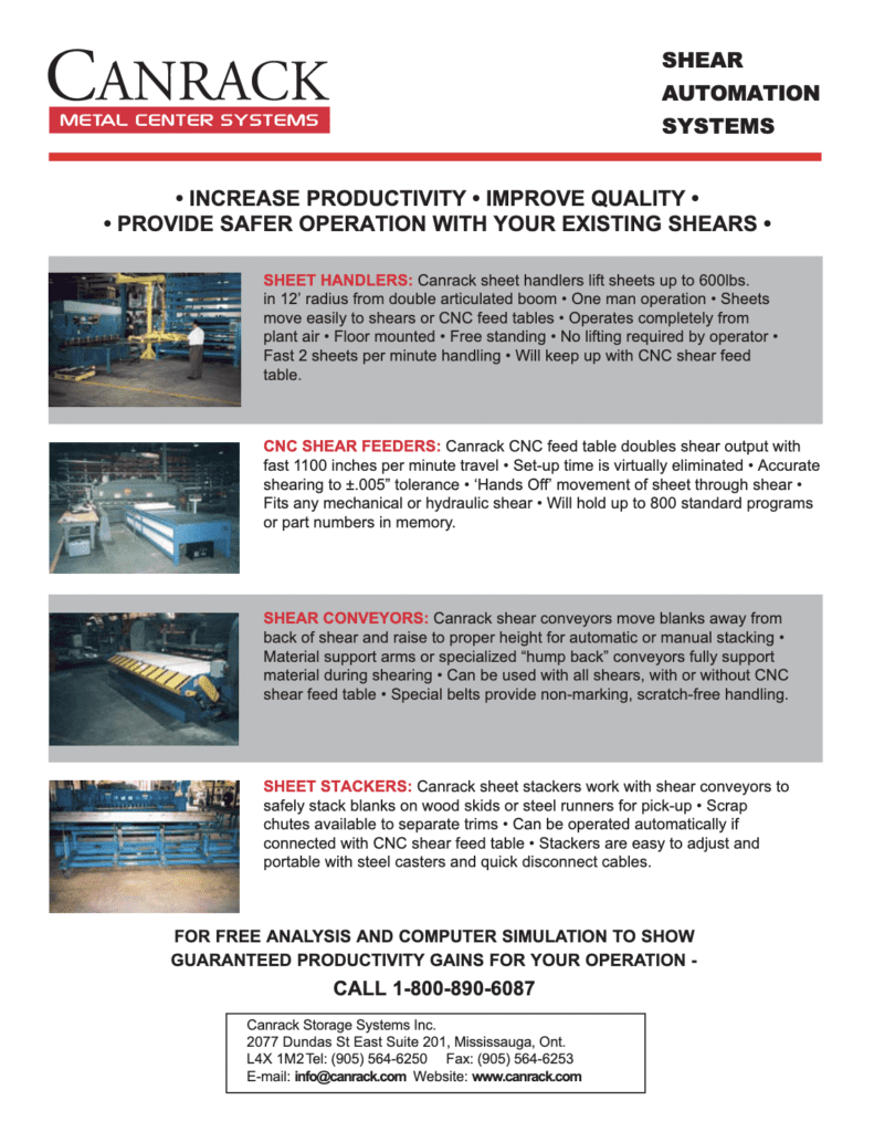 Shear Conveyors Canrack Storage Systems