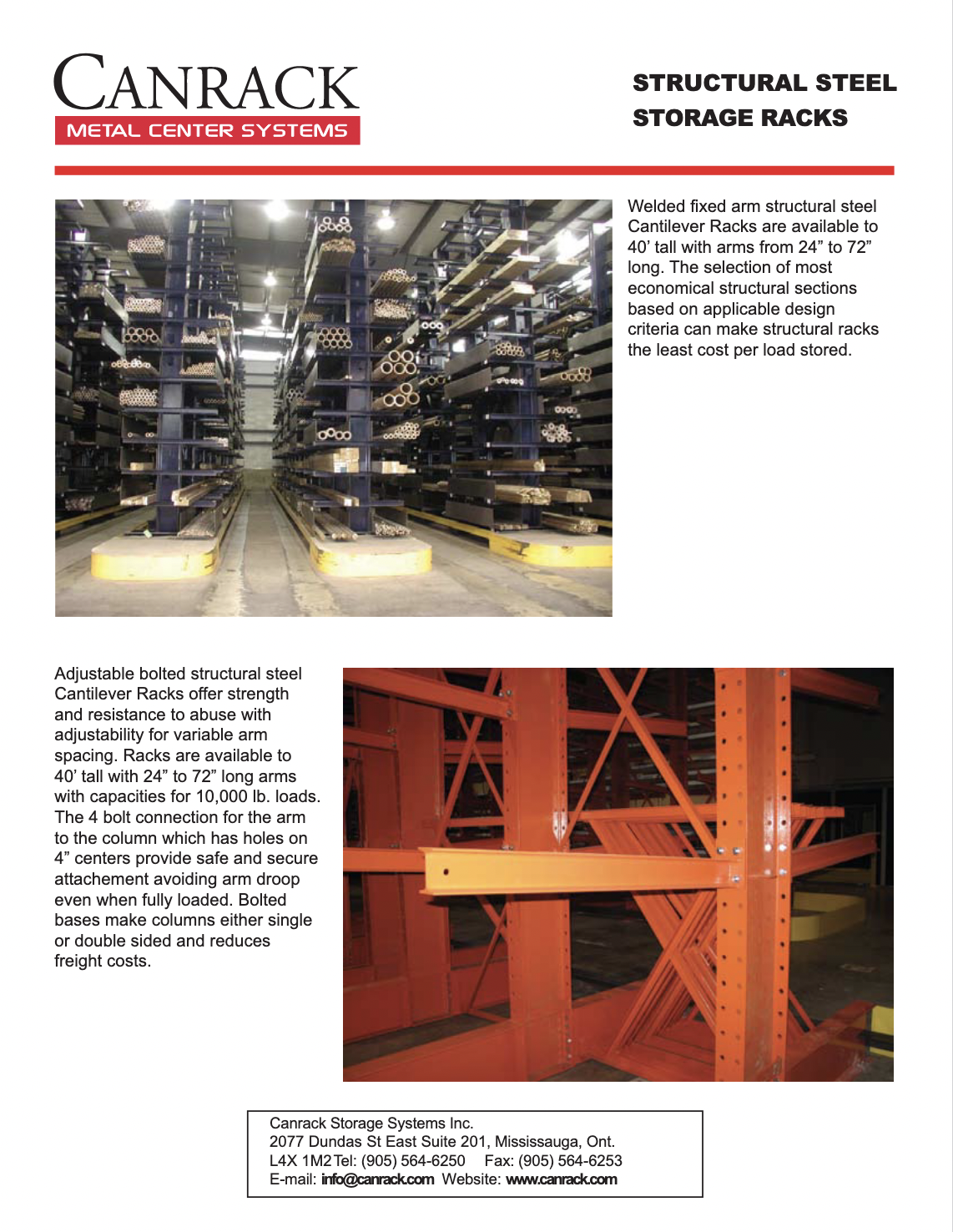 Structural Steel Storage Racks Info Sheet